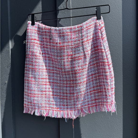 Zara Red and White Tweed Mini Skirt - Picture 5 of 6